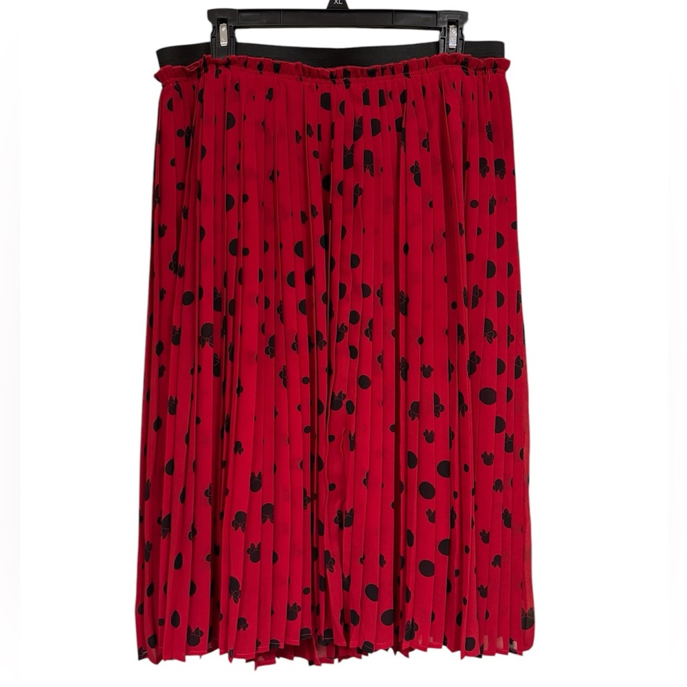 Disney Minnie Mouse red black skirt pleated flowy vacation *see measurements
